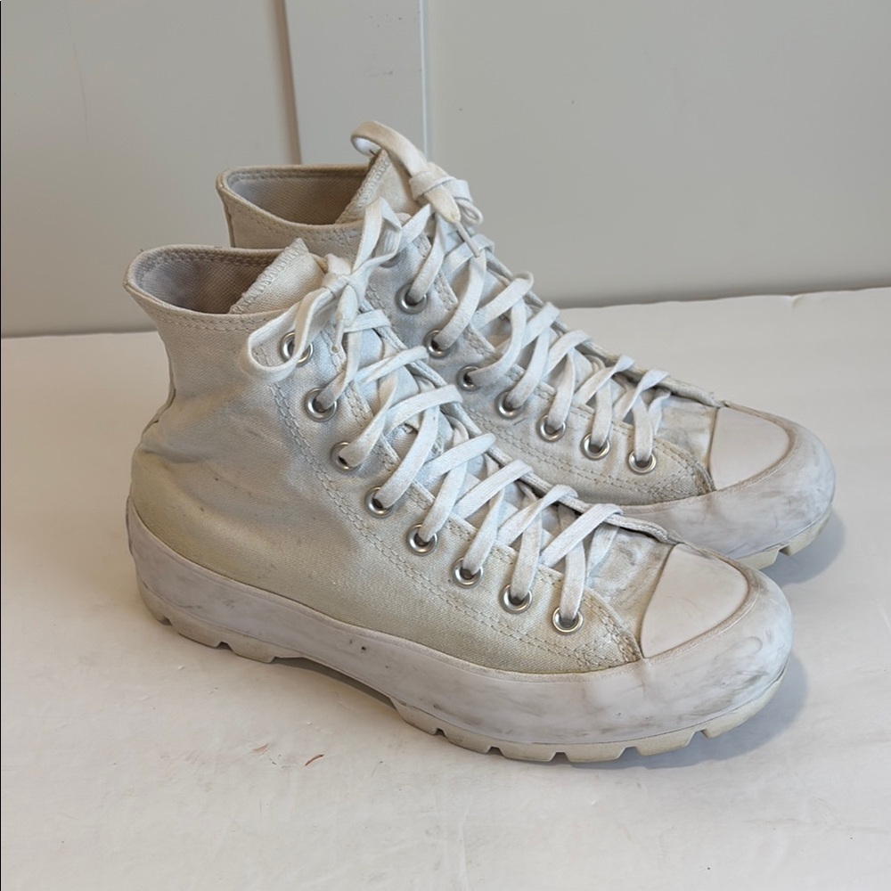 Converse White Lug Sole Platform High Top Sneakers